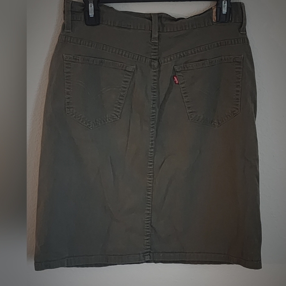 Levi's Mile High Skirt Army Green 5 Pocket Zip & Button Closure Misses Sz 6 - Picture 6 of 10